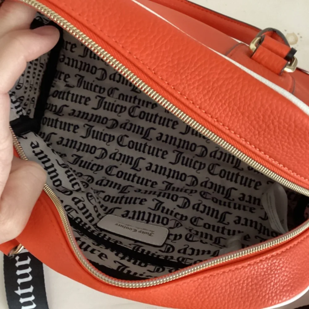 REDUCED Juicy Couture Fashionista Sports Bowler Satchel Crossbody Orange & White
